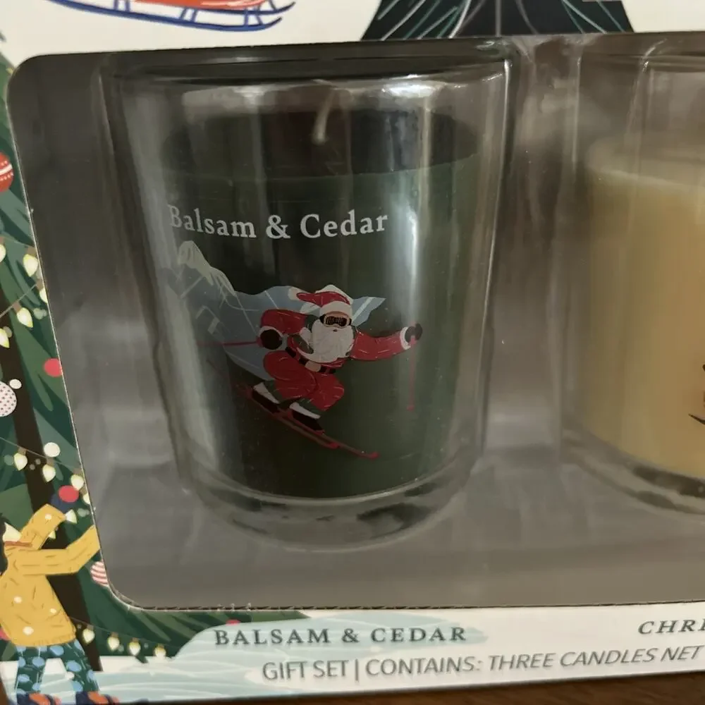 Yankee Candle 3 Candle Gift Set 5 oz Each Balsam Cedar Christmas Cookie Cinnamon